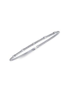 Saks Fifth Avenue | 14K White Gold & Diamond Station Rope Bangle Bracelet商品图片,5折