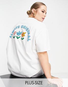 推荐adidas Originals Plus  t-shirt with back print in white商品