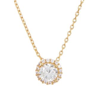 商品Adornia Swarovski Crystal Halo Necklace Yellow Gold Vermeil .925 Sterling Silver图片