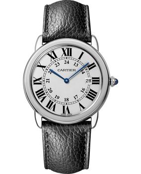 推荐Cartier Ronde Solo Quartz Silver Dial Leather Strap Women's Watch WSRN0029商品
