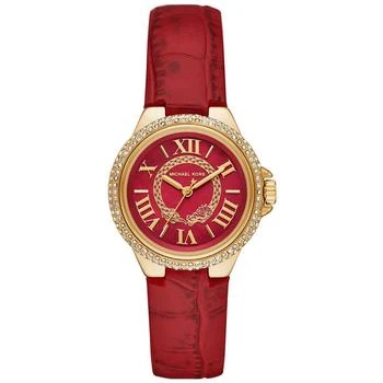 Michael Kors | Women's Camille Three-Hand Red Leather Watch 33mm 