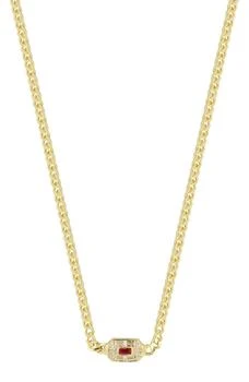 Sphera Milano | 14K Gold Plated Sterling Silver & CZ Art Deco Station Necklace,商家Nordstrom Rack,价格¥447