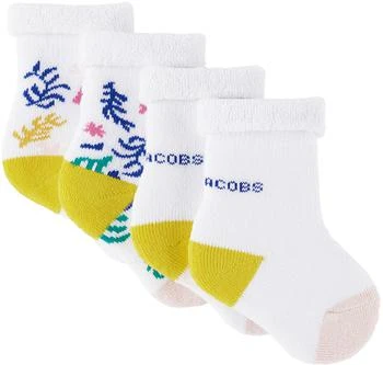 Two-Pack Baby White Jacquard Socks