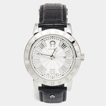 推荐Aigner Silver Stainless Steel Leather Cortina A26000 Men's Wristwatch 42 mm商品