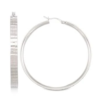 Macy's | Textured Hoop Earrings in 14k White Gold Vermeil,商家Macy's,价格¥1487