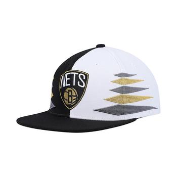 Mitchell and Ness | Men's Black and White Brooklyn Nets Diamond Cut Snapback Hat商品图片,