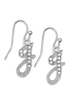推荐Silver Tone Crystal Initial J Wire Earrings商品