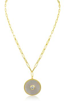商品Kenneth Jay Lane | Medallion Mother of Pearl & CZ Pendant Necklace,商家Nordstrom Rack,价格¥593图片