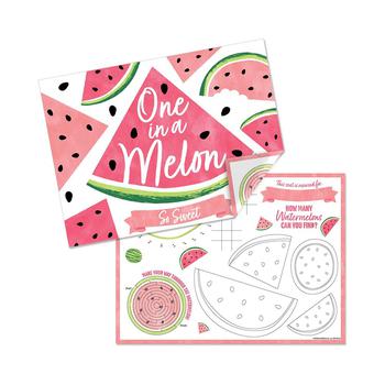 商品Sweet Watermelon - Paper Birthday Party Coloring Sheets - Activity Placemats - Set of 16图片