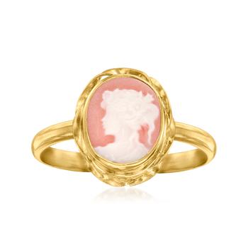 商品Ross-Simons Italian Pink Porcelain Cameo Ring in 18kt Gold Over Sterling图片