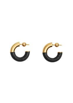 Burberry | Leather-wrapped gold-plated hoop earrings商品图片,