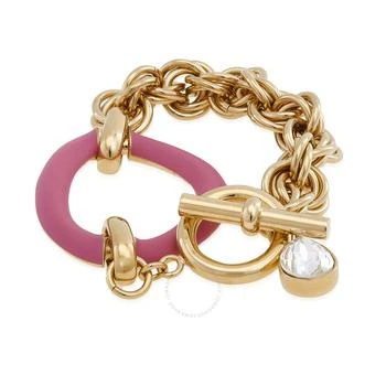 JW Anderson | Ladies Gold / Pink Oversized Chain Crystal Bracelet,商家Jomashop,价格¥1435