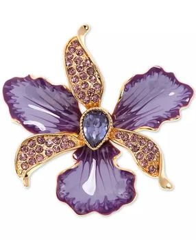 Anne Klein | Gold-Tone Colored Crystal Orchid Pin,商家Macy's,价格¥150