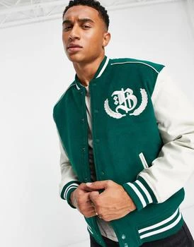 推荐River Island varsity jacket in green商品