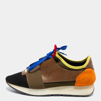 推荐Balenciaga Multicolor Suede And Mesh Race Runner Sneakers Size 38商品