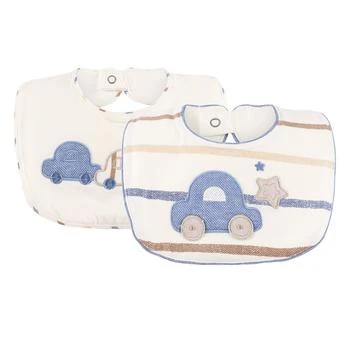 Mayoral | Car applique bibs set of 2 in white and blue,商家BAMBINIFASHION,价格¥182