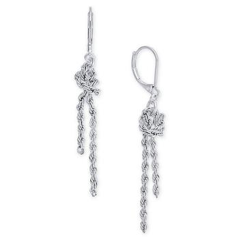 Charter Club | Silver-Tone Knotted Chain Drop Earrings, Created for Macy's商品图片,7.4折×额外8折, 独家减免邮费, 额外八折