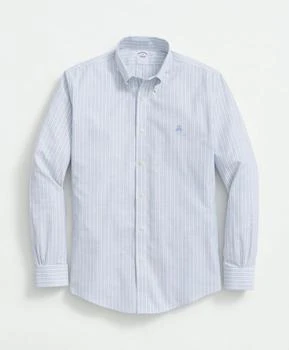 Brooks Brothers | 男士 弹力棉免烫牛津 Polo 扣领、轮廓条纹衬衫,商家Brooks Brothers,价格¥325