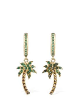 Palm Angels | Palm Crystal & Brass Hoop Earrings,商家LUISAVIAROMA,价格¥3600