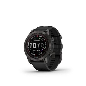 Garmin | Unisex Fenix 7 Sapphire Solar Carbon Gray Diamond like Carbon Titanium with Black Silicone Band Smart Watch 47mm商品图片,8.8折