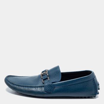 lv男鞋, [二手商品] Louis Vuitton | Louis Vuitton Blue Leather Hockenheim Slip-On Loafers Size 43商品图片 满1件减$100, 满减