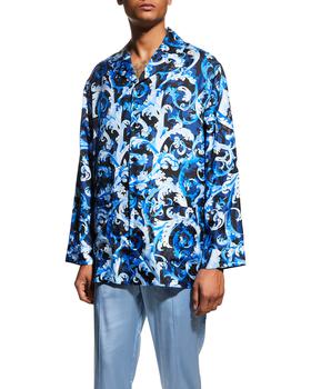 范思哲衬衫上海, Versace | Men's Baroccoflage-Print Silk Pajama Top商品图片 