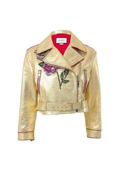 推荐Gold Leather Short Biker Jacket商品