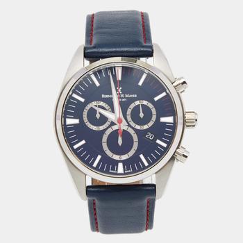 推荐Bernhard H. Mayer Blue Stainless Steel Leather Ascent Chronograph BH06/CWP Men's Wristwatch 44 mm商品