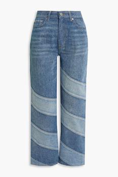 推荐Striped patchwork-effect high-rise straight-leg jeans商品