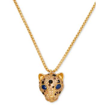 kate spade项链, Kate Spade | Gold-Tone Multicolor Crystal Leopard Pendant Necklace, 17" + 3" extender商品图片 