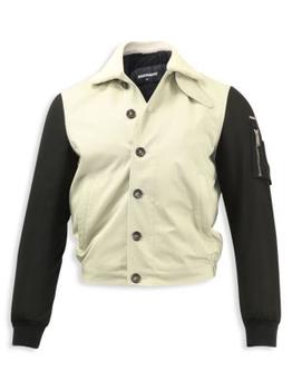 推荐Dsquared2 Cropped Jacket With Contrast Sleeves In Beige Polyester商品