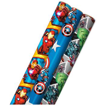 商品Hallmark | Avengers Wrapping Paper - Captain America, Iron Man, Black Widow, Thor, Hulk,商家Walgreens,价格¥143图片