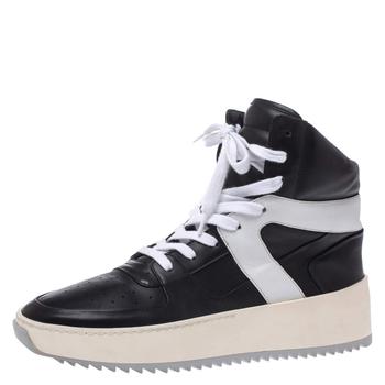推荐Fear Of God Black/White Leather Basketball High Top Sneakers Size 40商品