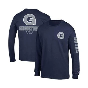 CHAMPION | Men's Navy Georgetown Hoyas Team Stack Long Sleeve T-shirt 7.5折
