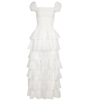 CAROLINE CONSTAS是什么牌子, CAROLINE CONSTAS | Keegan smocked cotton poplin maxi dress商品图片 6.9折