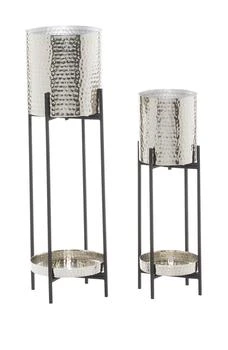VIVIAN LUNE HOME | Silvertone Metal Modern Planter with Removable Stand - Set of 2,商家Nordstrom Rack,价格¥872