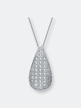 小银瓶精选, GENEVIVE | Sterling Silver Small White Cubic Zirconia Teardrop Pendant商品图片 6折