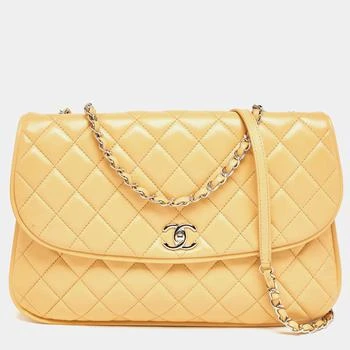 推荐Chanel Yellow Quilted Leather Large Pagode Piping Flap Bag商品