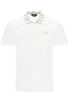 推荐Versace taylor fit polo shirt with greca collar商品