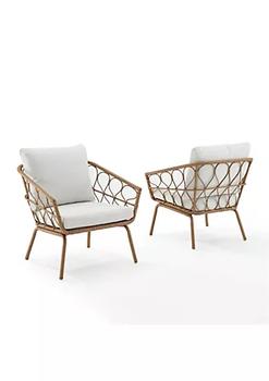 Crosley, Crosley Furniture | Crosley Furniture CO7372NA-CR 30.50 x 25.50 x 36 in. Juniper Indoor & Outdoor Wicker Armchair Set - 2 Armchairs Creme & Natural - 2 Piece商品图片 
