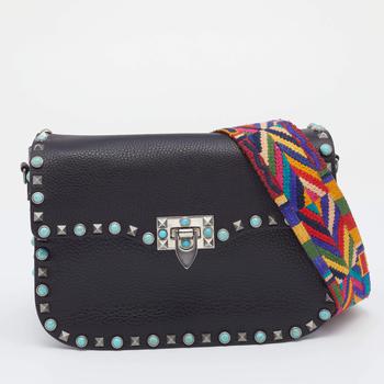 valentino rockstud高跟鞋, [二手商品] Valentino | Valentino Black Leather Guitar Rolling Rockstud Shoulder Bag商品图片 7.8折, 满1件减$100, 满减