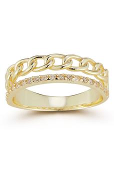 商品GLAZE JEWELRY | Sterling Silver CZ Link Double Band Ring,商家Nordstrom Rack,价格¥356图片