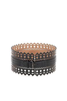 商品Alaïa | Alaia perforated patent leather bustier belt,商家Baltini,价格¥4887图片