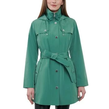 推荐Women's Hooded Belted Zip-Front Rain Coat商品