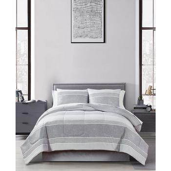 商品Douglas Stripe Greyscale 8 Piece Reversible Comforter Sets图片
