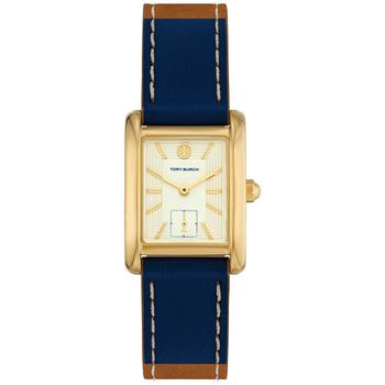 tory burch eleanor, Tory Burch | Women's The Eleanor Navy & Brown Leather Strap Watch 24mm商品图片 