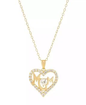 Macy's | White Cubic Zirconia MOM Heart Pendant Necklace (1 ct. t.w.) in 10K Yellow Gold,商家Macy's,价格¥3493