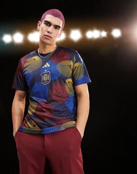 Adidas | adidas Football Spain World Cup 2022 pre-match printed t-shirt in navy商品图片,额外9.5折, 额外九五折