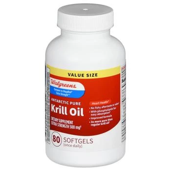 Walgreens | Extra Strength Antarctic Pure Krill Oil 500 mg Softgels (80 days) Neutral/Mild, Vanilla/Neutral, 80ct,商家Walgreens,价格¥231