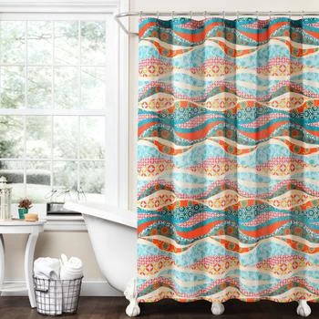 Lush Decor | Hailey Watercolor Wave Cotton Shower Curtain,商家Premium Outlets,价格¥286
